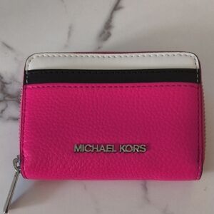 Michael Kors Fuchsia and Black Leather Wallet